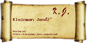 Kleinman Jenő névjegykártya
